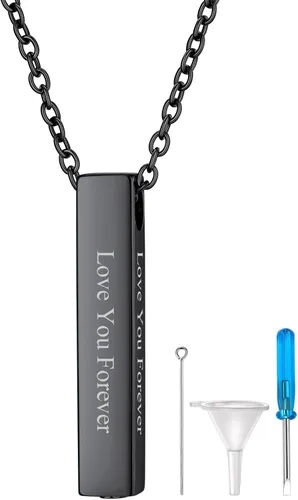 Miniatura 39 de Richsteel Collares de urna para cenizas para mujeres y hombres, collar con colgante de cremación para cenizas, joyería conmemorativa de acero