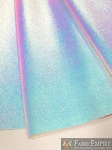 Miniatura 4 de Fabric Empire Tapicería de vinilo en relieve holograma de piel brillante holograma material de tela holográfica azul claro 54 pulgadas de ancho