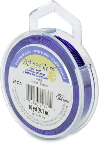 Miniatura 106 de Artistic Wire, alambre para manualidades de calibre 22 bañado en plata, resistente a las manchas, color cobre, blanco, 9,1 m