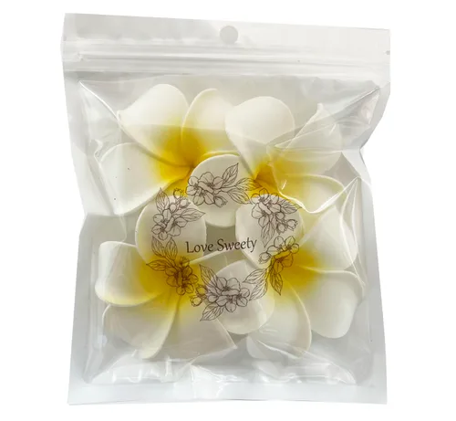 Miniatura 3 de 4 pinzas hawaianas para el cabello de Plumeria Galsang con flores para fiesta en la playa (4 unidades, blanco)