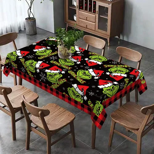 Miniatura 4 de Hafangry Mantel Verde de Navidad con Diseño de Árboles de Navidad para Fiestas de Invierno y Vacaciones, Decoración Rectangular para Cocina