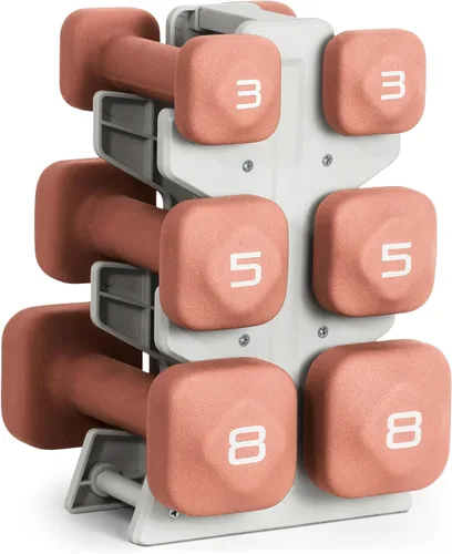 Miniatura 28 de Tone Fitness Juego de mancuernas de neopreno con estante de almacenamiento – Pesos de mano antideslizantes y antideslizamiento para entrenamientos