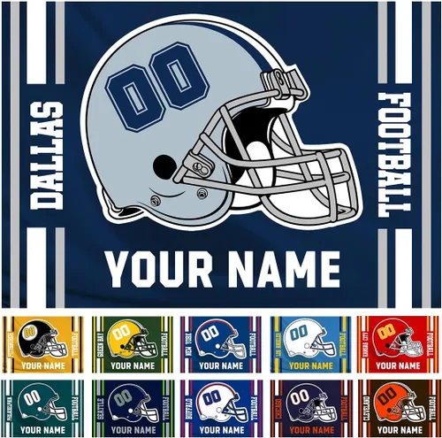Bysincy Pintura de diamantes de fútbol personalizada con nombre y número, pintura personalizada de bandera de fanáticos deportivos con casco, arte