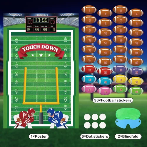 Miniatura 5 de Hooqict Pin The Football on The Goalpost Juegos de fiesta de fútbol para niños, día de juego, decoración de fiesta de cumpleaños, póster grande