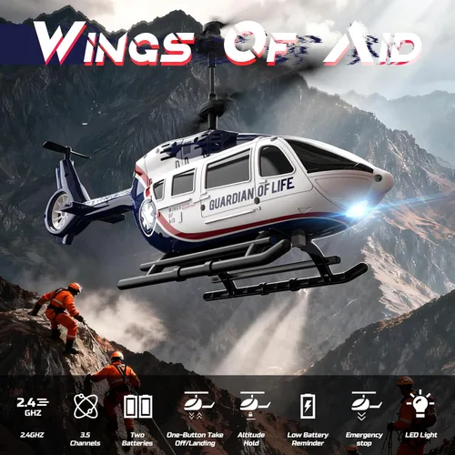 Miniatura 2 de DEERC Helicóptero RC, helicóptero de control remoto de rescate para niños y adultos, helicóptero de juguetes con retención de altitud, despegue