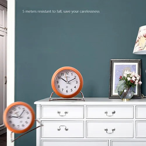 Miniatura 3 de Reloj despertador redondo de 4 pulgadas sin tictac, funciona con pilas, función emisora de luz, reloj despertador súper silencioso, diseño simple