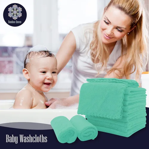 Miniatura 4 de Paquete de 16 toallitas para bebé - 10x10 pulgadas, vellón de coral - Paños de lavado extra absorbentes y suaves para recién nacidos, bebés y niños