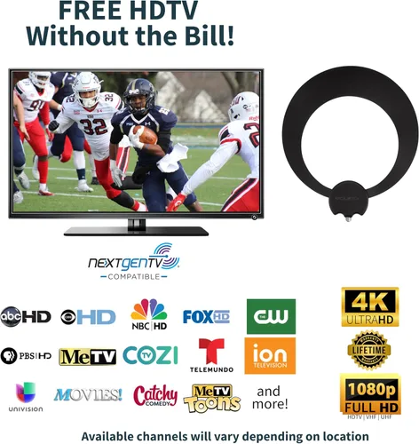 Miniatura 2 de Antennas Direct ClearStream Eclipse - Antena de TV UHF amplificada para interiores, reversible, rango de más de 50 millas, con cable de 12 pies