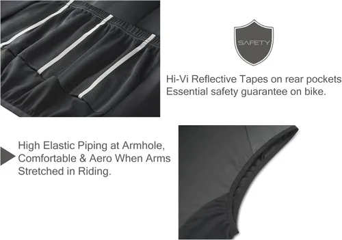 Miniatura 5 de CEROTIPOLAR Chaleco de ciclismo para hombre con 3 bolsillos de carga con cinta reflectante, chaleco de ciclismo micro Softshell resistente al viento