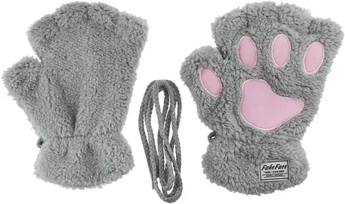 Miniatura 15 de FakeFace Lindos guantes de felpa de piel sintética sin dedos para niñas y mujeres