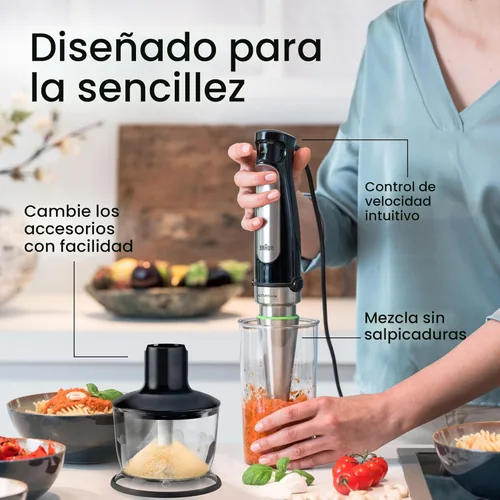 Miniatura 3 de Braun MultiQuick 7 - Batidora de inmersión 3 en 1 con procesador de alimentos - Potente batidora eléctrica de mano - Emulsionador para picar, batir