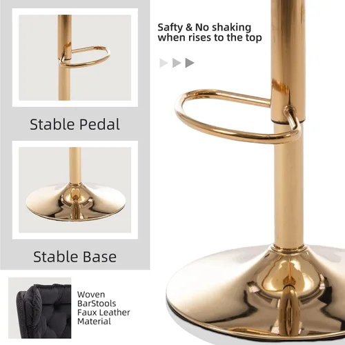 Miniatura 7 de Taburete de bar moderno giratorio de altura de pub, silla de comedor alta con asiento de terciopelo, respaldo, taburete hidráulico sin brazos, Negro