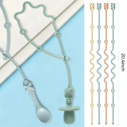 Miniatura 8 de Soporte de Correa para Cucharas de Bebé Clip para Chupete Accesorios para Silla Alta-Gelinor Suministros de Alimentación de Destete Dirigido por