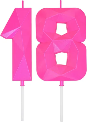 Miniatura 256 de DERVENTA Velas de cumpleaños con números grandes, 3D, color rosa, 3.7 pulgadas, decoración para tartas de fiesta, 1 pieza (número 3 rosa)