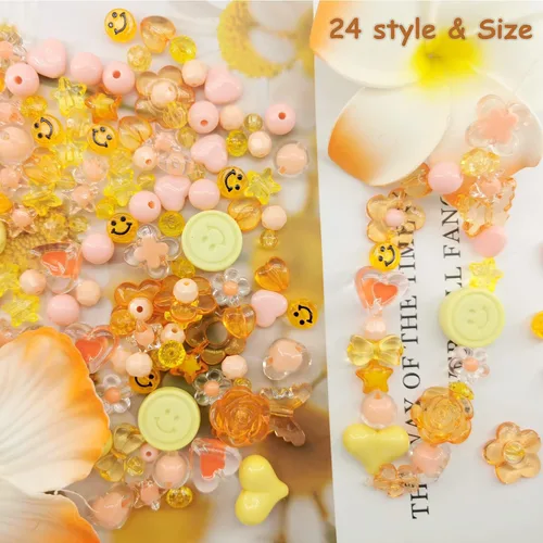 Miniatura 4 de 540 cuentas acrílicas de color naranja, cuentas redondas de plástico para pulseras, collares y manualidades de bricolaje