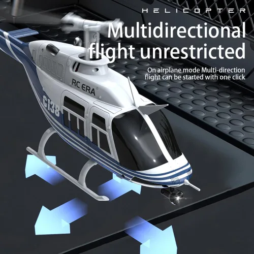 Miniatura 2 de FLYCOLOR Helicóptero RC C138 2.4G 6CH 6-Axis Gyro Altitude Hold 1/33 Avión de control remoto listo para volar RTF (azul-blanco)
