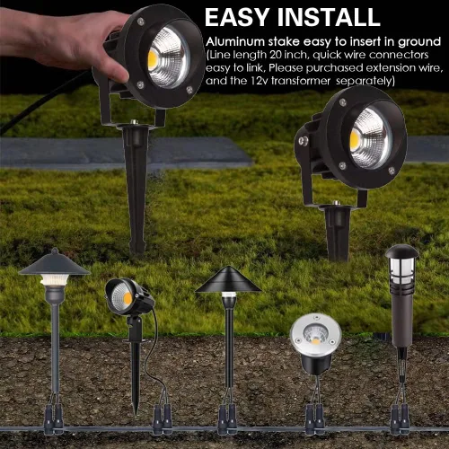 Miniatura 4 de Focos LED de 20 W, luces de paisaje al aire libre, bajo voltaje, iluminación LED de paisaje, 12 V ~ 24 V CA/CC, focos de paisaje impermeables