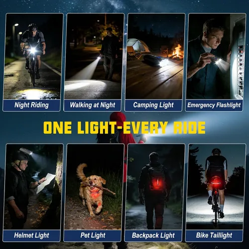Miniatura 6 de Luces de bicicleta para montar por la noche, 8000 lúmenes, luz trasera súper brillante para bicicleta, luz de bicicleta recargable de 5800 mAh