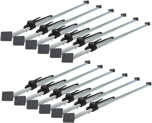 Miniatura 17 de Mytee Products Barra de carga de gato de carga de 86 a 114 pulgadas con tubo de acero cuadrado soldado y patas de goma pivotantes atornilladas
