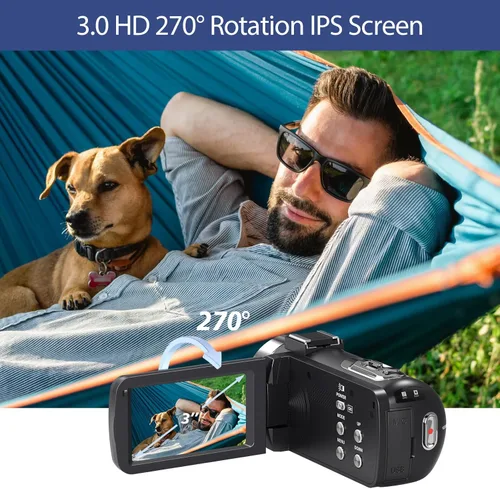 Miniatura 5 de Ultra 4K 80MP Camcorder Video Camera Vlogging Camera for YouTube IR Night Vision Camera 18X Digital Zoom 3.0 IPS Screen Video Recorder with 32GB SD
