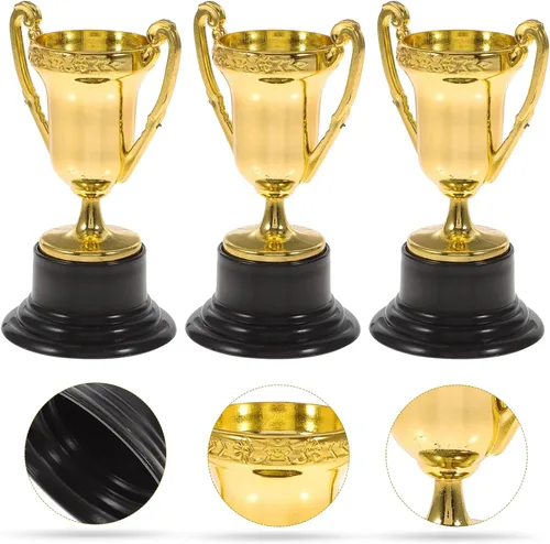 Miniatura 9 de IMIKEYA Premios Mini Trofeos: 10/25Pcs Mini Trofeos para Niños Premios Plástico Oro Recompensa Trofeos Mini Premio Trofeos Copa