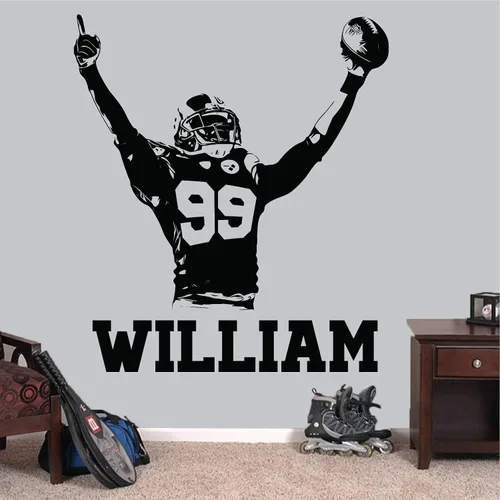 Calcomanía de pared personalizada de fútbol – Números personalizados camisetas de jugador – Elige tu nombre. Calcomanía de vinilo para decoración de