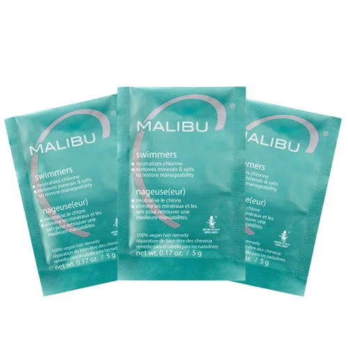 Malibu C Swimmers Wellness Hair Remedio (3 paquetes) - Previene y protege la decoloración del cabello del cloro y los elementos de la piscina -