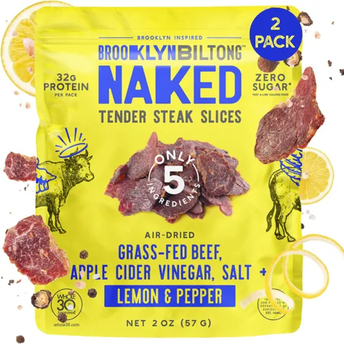 Miniatura 5 de Brooklyn Biltong - Bocadillo de carne de res alimentada con pasto secado al aire, carne seca sudafricana - Aprobado por Whole30, Paleo, Keto, sin