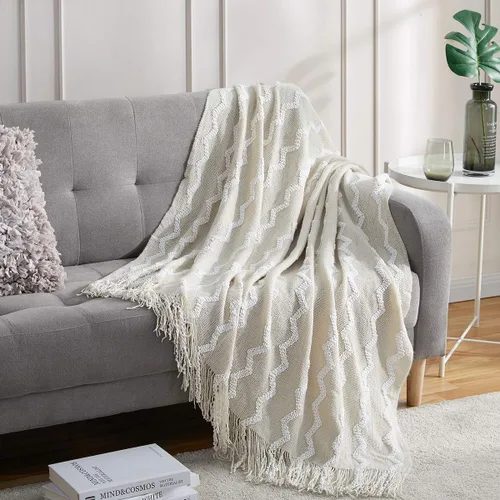 Miniatura 34 de Bourina - Manta de chenilla de punto, ligera, suave, acogedora, para cama, sofá, silla