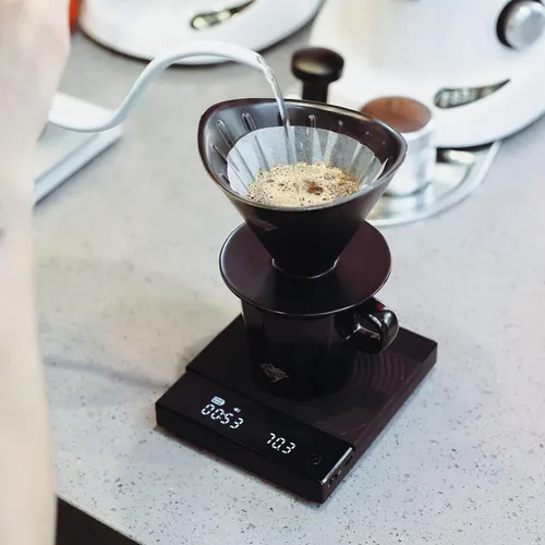 Miniatura 4 de Juego de cafetera, gotero de café de cerámica negra con filtro de papel V60, taza de café aerodinámica de cerámica negra para cafetería, restaurante