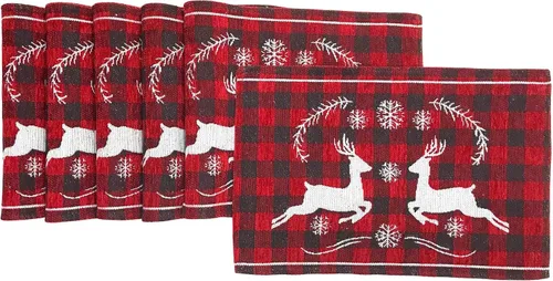 Miniatura 9 de Juego de seis (6) manteles individuales de Navidad con textura de chenilla de Fancy Fun, tejido de tapicería, para fiestas, Navidad, temporadas