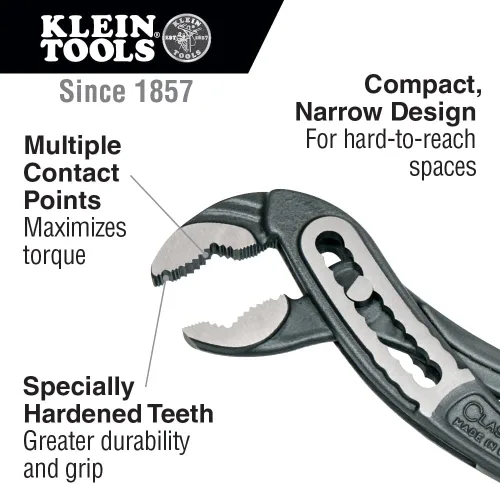 Miniatura 2 de KLEIN TOOLS D5052KIT Juego de 2 piezas de alicates de bomba clásicos Klaw, alicates de bomba de 7 pulgadas y 10 pulgadas, diseño compacto