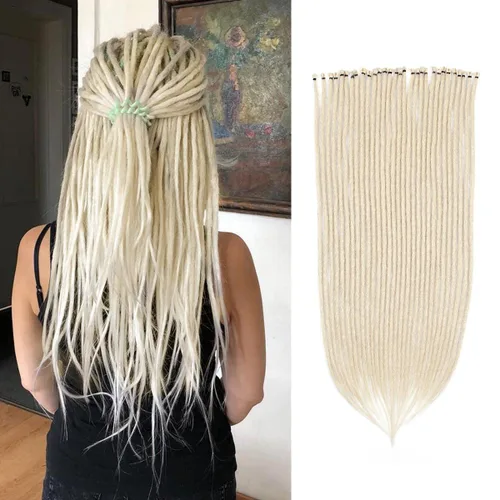 Miniatura 23 de 15 extensiones de rastas de doble extremo, 24 pulgadas, extensiones de rastas falsas de 0.6 pulgadas, color marrón degradado, extensiones de rastas