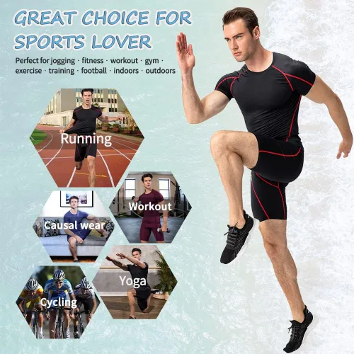 Miniatura 5 de Men's Compression Shirts Short Sleeve Athletic Workout Undershirts Quick Dry Base Layer Sports T-Shirts Running Tops
