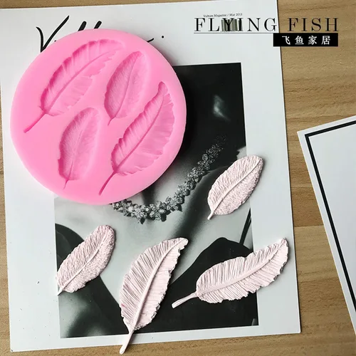 Miniatura 4 de 2 moldes de silicona rosa para plumas, moldes de silicona para hornear 3D para cupcakes, fondant, chocolate, pudín, jabón, cubitos de hielo