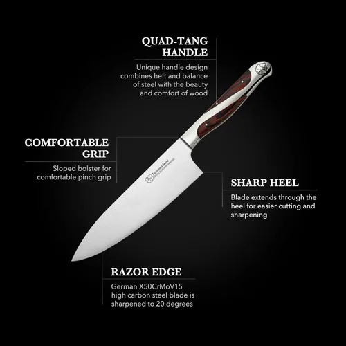 Miniatura 6 de Hammer Stahl Cuchillo de chef de 8 pulgadas, acero forjado alemán de alto carbono, cuchillo de cocina profesional, mango ergonómico de madera