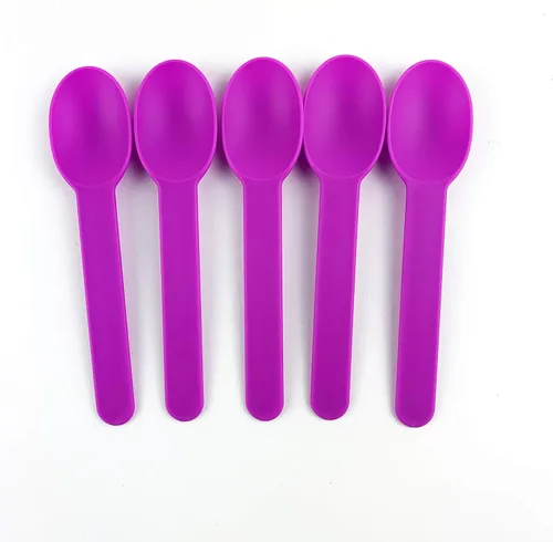 Miniatura 2 de Worlds Paquete de 50 cucharas desechables de plástico para postre, cucharas rojas de 5.9 pulgadas para helado, yogur congelado, cereales y uso