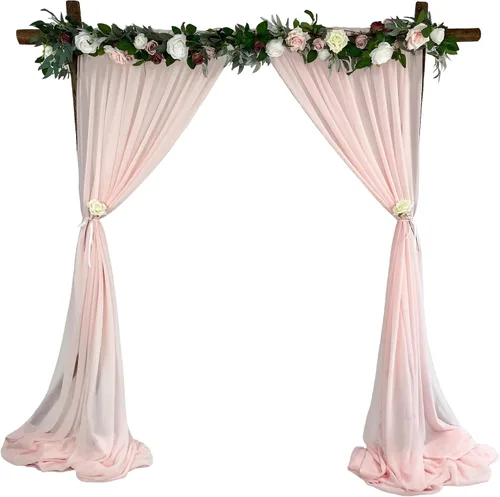 Miniatura 17 de Cortinas de fondo de gasa transparente de 10 x 10 pies (5 x 2 paneles), cortinas de tela de gasa para bodas, cortina larga transparente para sala
