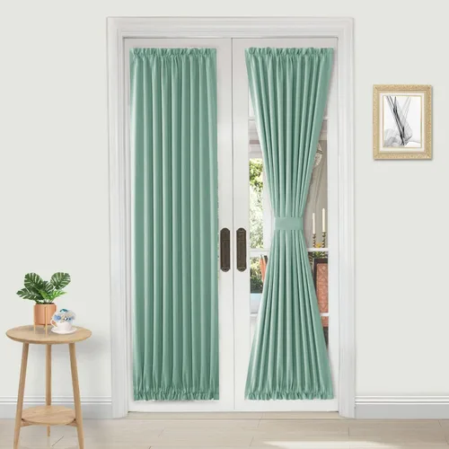 Miniatura 29 de DWCN Cortinas para puerta francesa: cortina térmica con bolsillo para barra para puertas con ventana de vidrio, puertas de cocina y patio