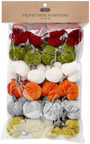 Miniatura 9 de Mud Pie Juego de 24 calabazas de otoño, multicolor, 2.5 x 2 pulgadas de diámetro, lona y algodón