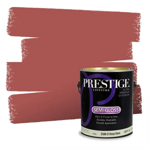 Miniatura 187 de Prestige Paints Pintura exterior e imprimación en uno, 1 galón, plano, coincidencia comparable de Valspar* Amber Rose*