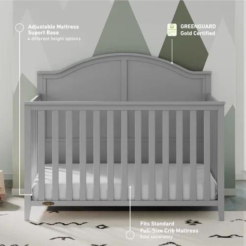 Miniatura 2 de Graco Wilfred - Cuna convertible 5 en 1 (gris pajarita) – Certificado GREENGUARD Gold, se convierte en cama para niños pequeños y cama