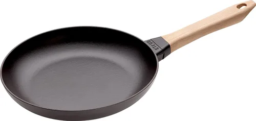 Staub 40511-952-0 - Sartén con mango de madera, apta para inducción, hierro fundido, negro, 10.2 in
