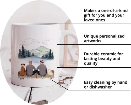 Miniatura 5 de Taza Personalizada de Gossby para Perros - La vida es mejor con perros (2 hombres - 2 perros) - Taza de perro personalizable para papás de perros