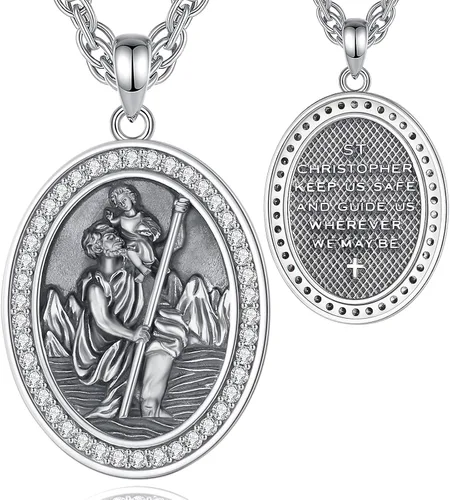 Miniatura 210 de CELESTIA Medallas de plata de ley 925 San Miguel/San Cristóbal/San Benito/San Gabriel/Virgen María/Jesús/Caravaca/Metatrón/Sello de los Siete
