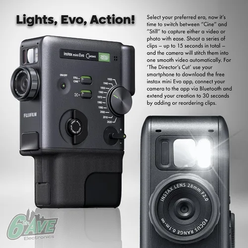Miniatura 4 de FUJIFILM instax mini Evo Cinema Hybrid - Paquete de cámara instantánea, impresora de cámara 3 en 1 con Bluetooth + Gen Dial para 10 efectos