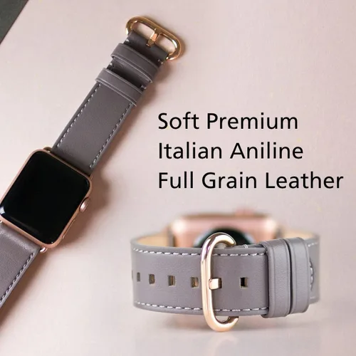 Miniatura 2 de Alto Correa de cuero compatible con Apple Watch Band de 1.496 pulgadas, 1.614 pulgadas, 1.575 pulgadas, correa de repuesto clásica hecha a mano