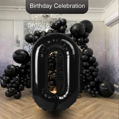 Miniatura 6 de 0 globos negros de 40 pulgadas – Fácil de inflar y desinflar reutilizable, globos de aluminio de Mylar número 0 de alta calidad para cumpleaños