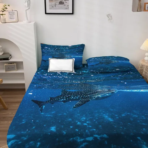 Miniatura 2 de Sharks Sheets K2-&-308 - Juego de sábanas y fundas de almohada estampadas, tamaño King, sábanas y fundas de almohada estampadas de microfibra suave