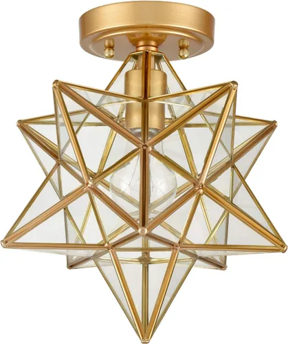 Miniatura 6 de Lámpara de techo de latón Moravian Star Light con cristal transparente